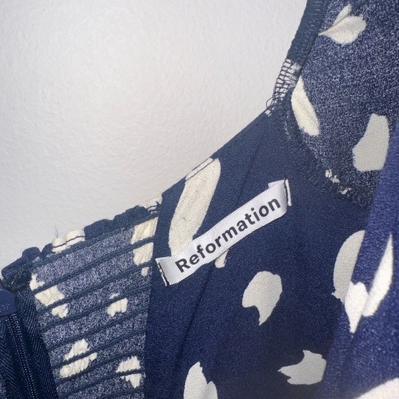 Reformation Sigmund Midi Dress, 2, Blue Splatter Print - Picture 12 of 16